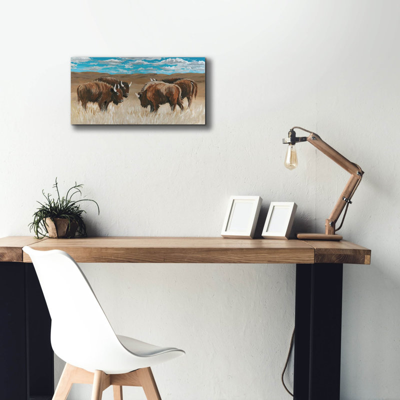 Epic Graffiti 'Bison Herd 2'  by Cindy Jacobs Canvas Wall Art, 24" x 12"