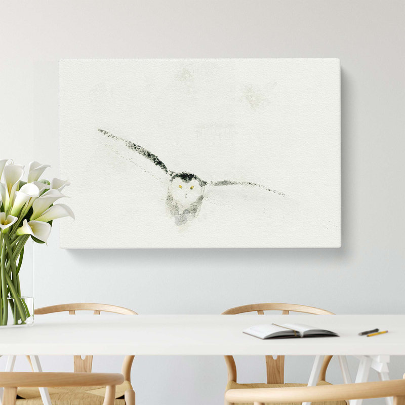 Snowy Owl In Abstract - Wrapped Canvas, 60cm H x 91cm W x 3cm D