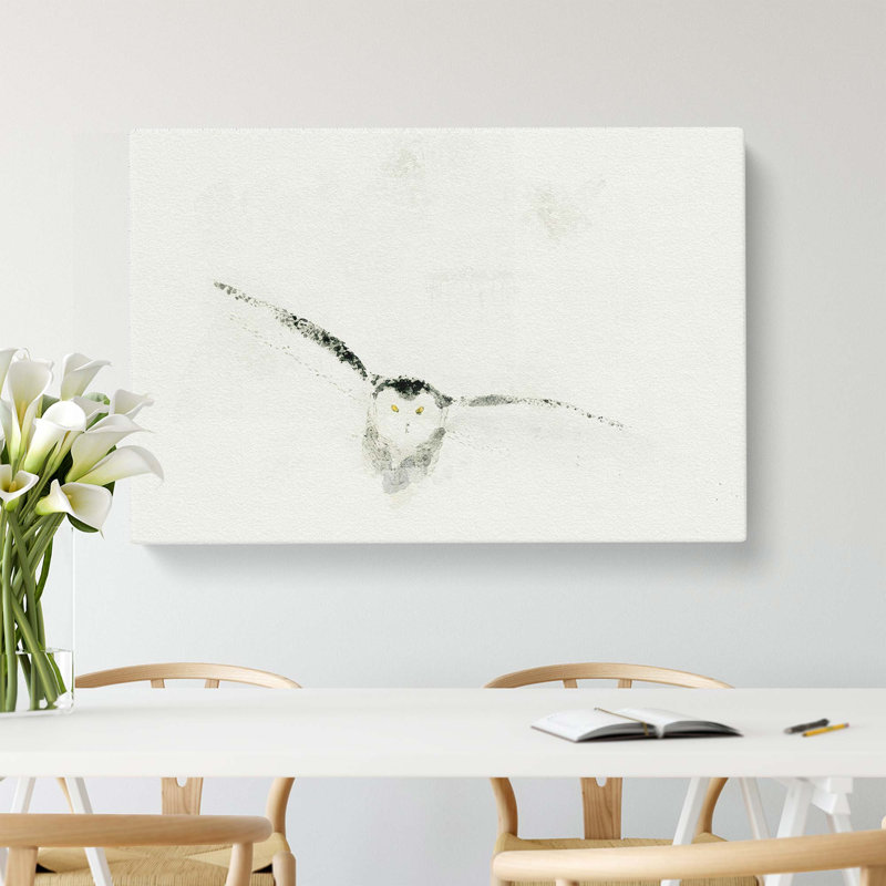 Snowy Owl In Abstract - Wrapped Canvas, 50cm H x 76cm W x 3cm D