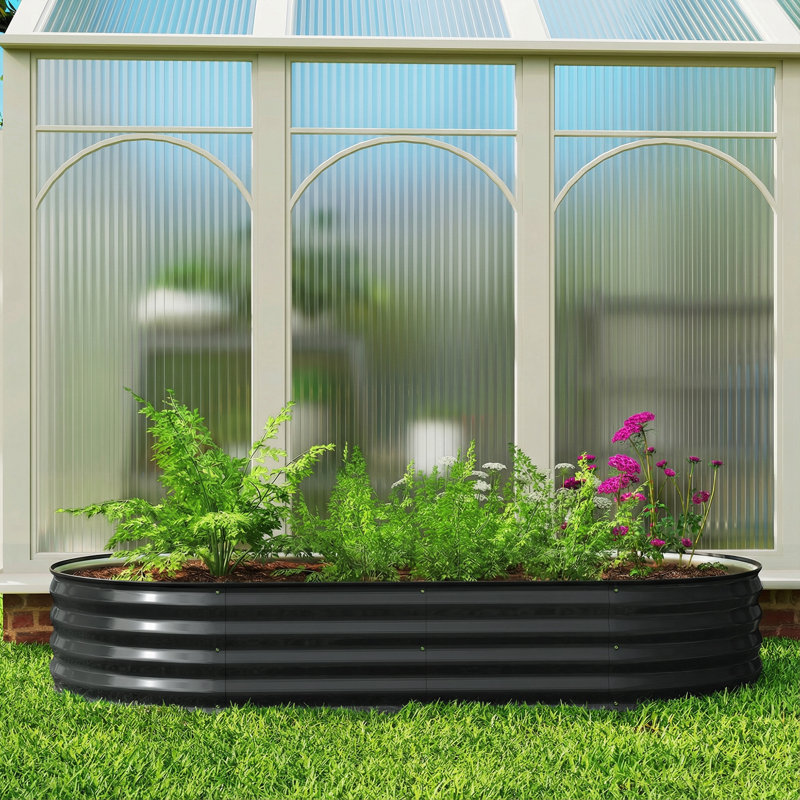 Raised Garden Bed, 30 cm H x 180 cm W x 90 cm D, 1, Grey