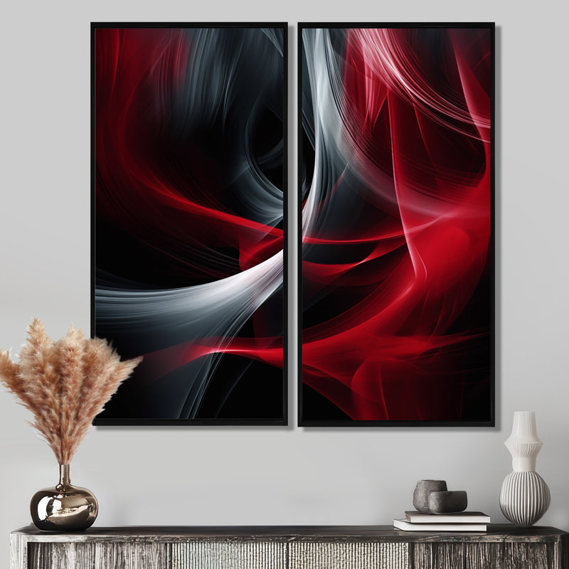 Clemetine - Red Wall Art, 32" H x 32" W, Black, Floater Framed Print