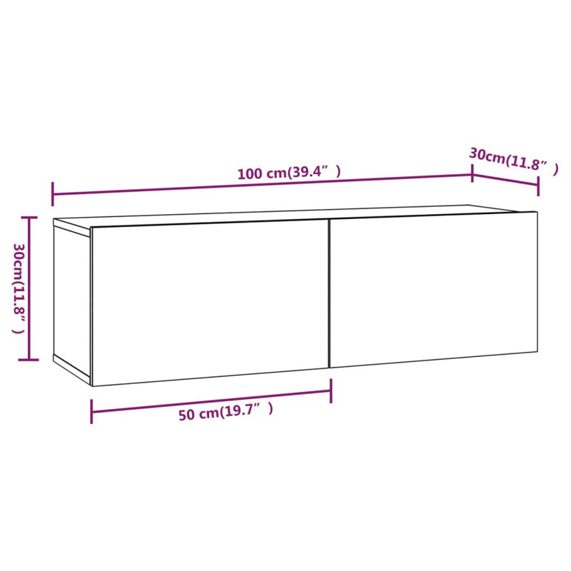 Eaubonne Unfinished Floating for TVs up to 60", White, 4 cabinet, 80cm W x 30cm D x 30cm H