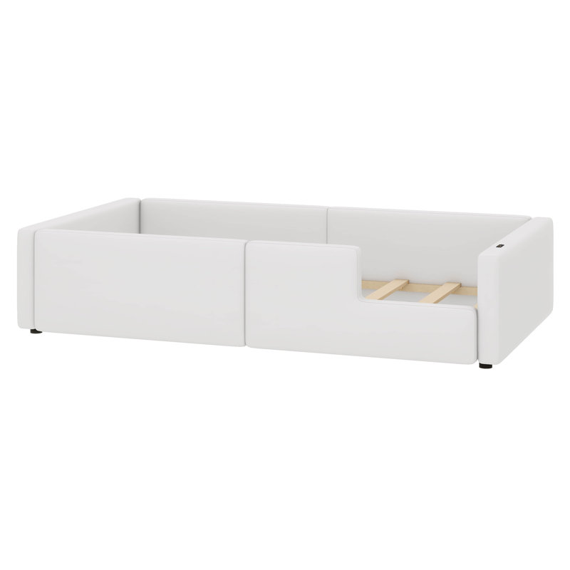 Lit plateforme simple tapissier avec station de charge