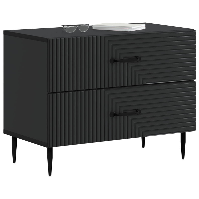 62cm W Manufactured Wood Bedside Table, Black
