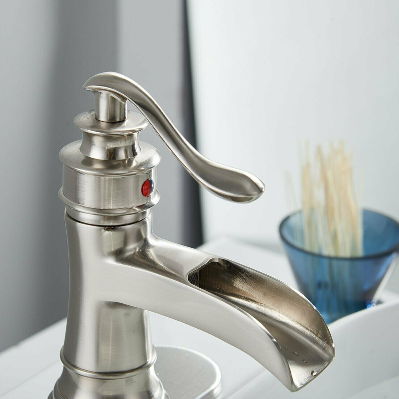 Brushed Nickel Single Handle Waterfall Bathroom Faucet