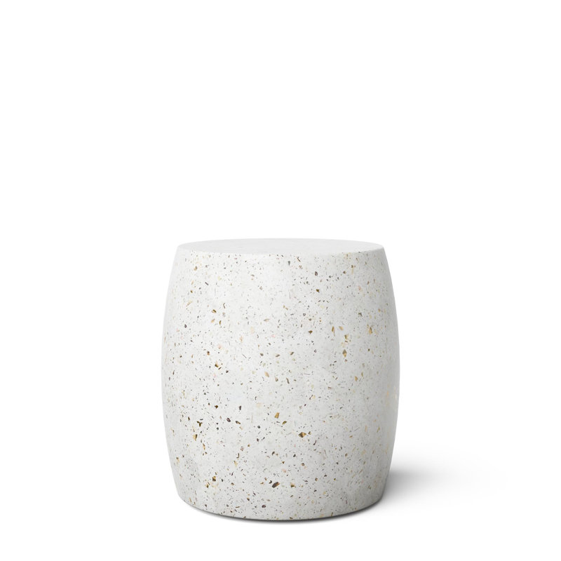 Quigley Concrete Top End Table, Ivory Terrazo
