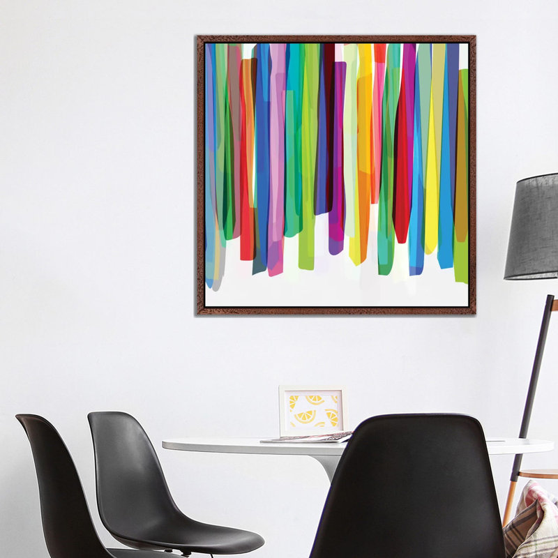 Colorful Stripes II by Mareike Böhmer - Wrapped Canvas Print, Brown Framed, 93.98 cm H x 93.98 cm W