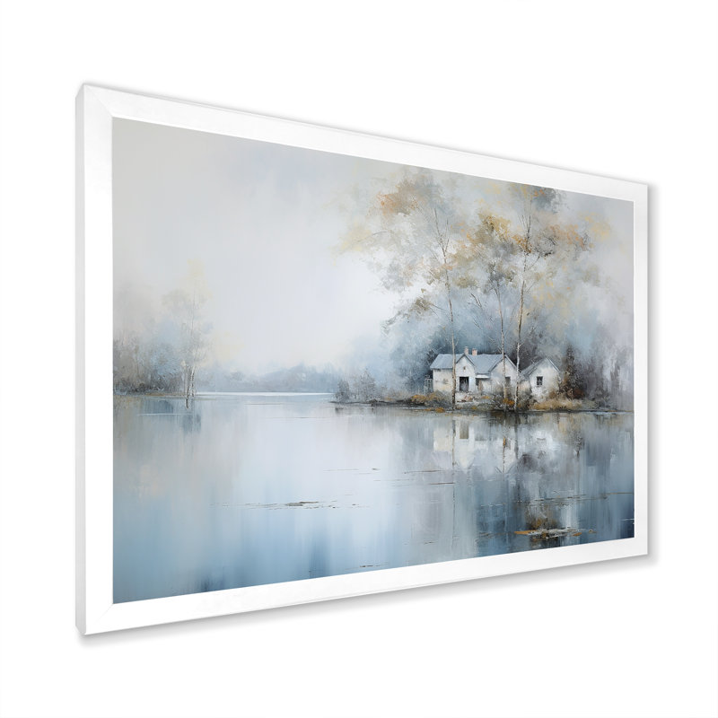 Lakeside House Serenity sur impression sur toile, Cadre simple blanc, H 12 po x l 20 po x P 1 po