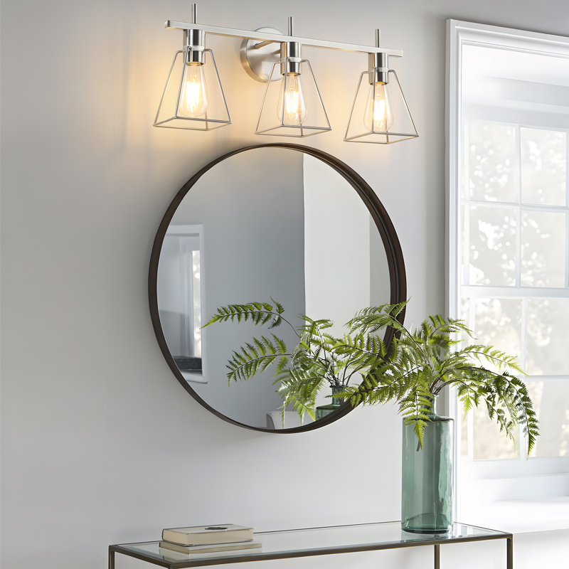 Zlatana 3 - Light Industrial Bathroom Vanity Light, Satin Nickel