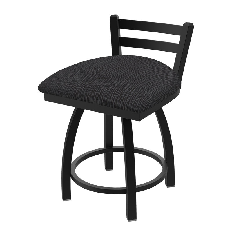 Tabouret de coiffeuse Jackie, Tissu-graphique ancre, Noir froissé