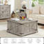Table basse de style campagnard avec rangement caché, grande table centrale carrée moderne, tables de salon en chêne clair rustique avec plateau relevable à charnières pour la maison et le bureau-1220125895