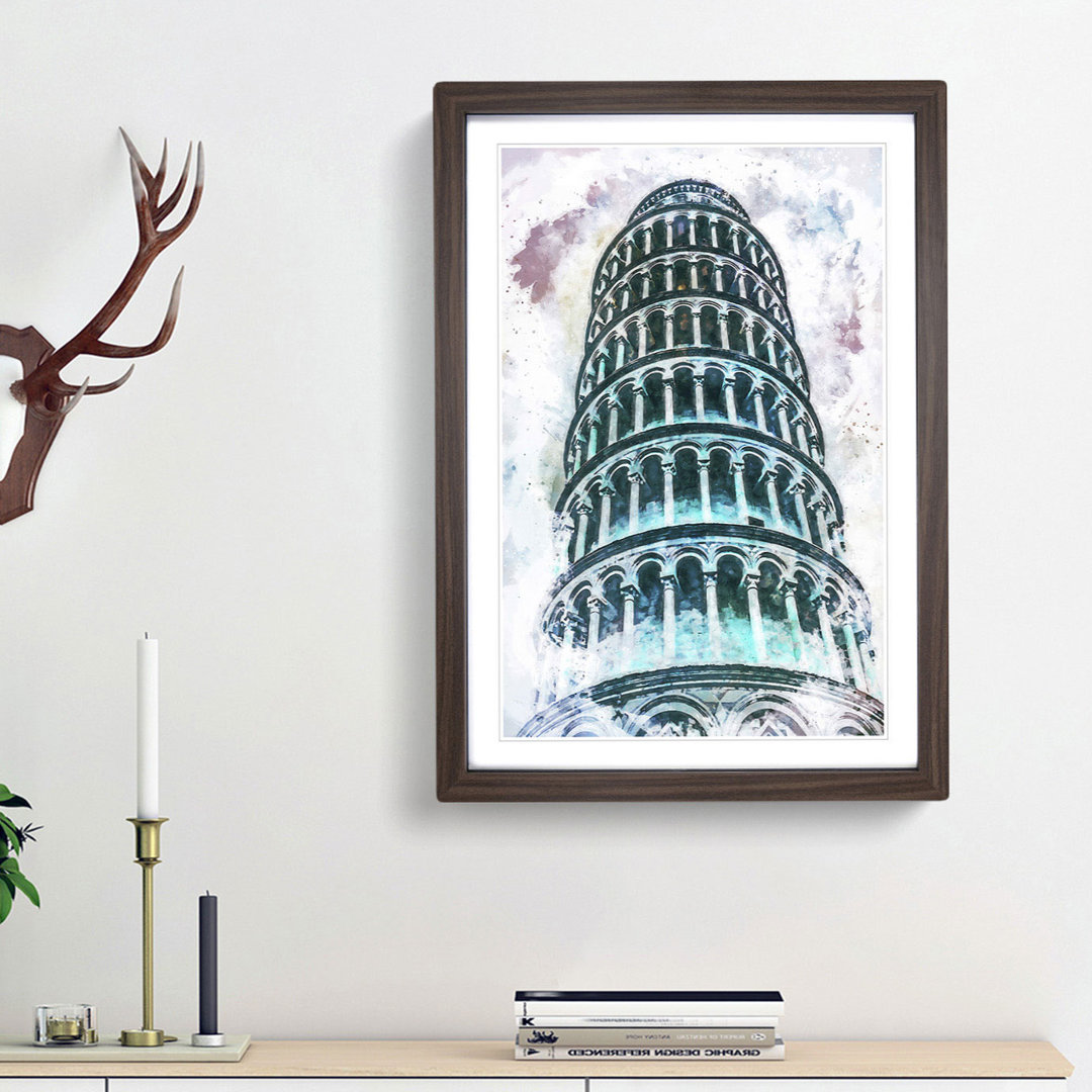 The Leaning Tower of Pisa in Italy in Abstract - Picture Frame Painting Print