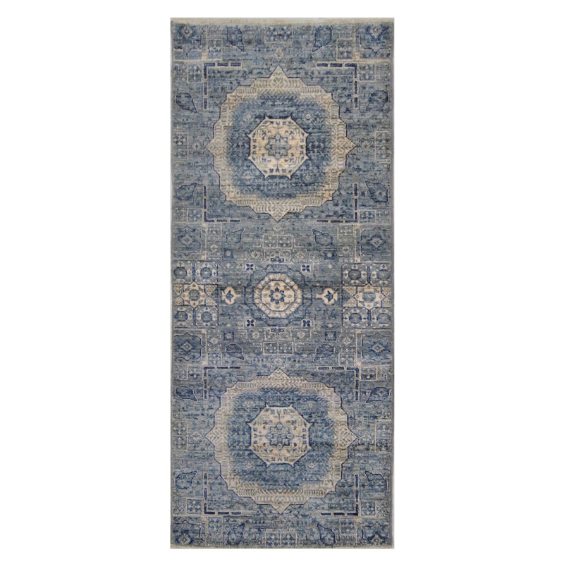 Tapis gris noué à la main de haute qualité