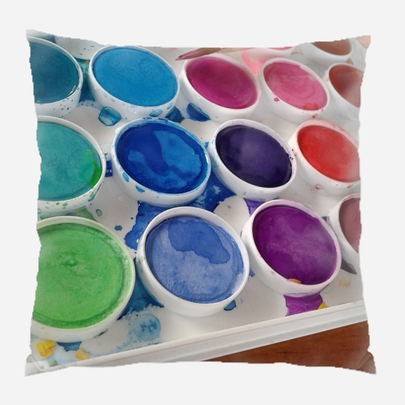 Coussin décoratif aquarelles Caddell, Intérieur, Microsuède