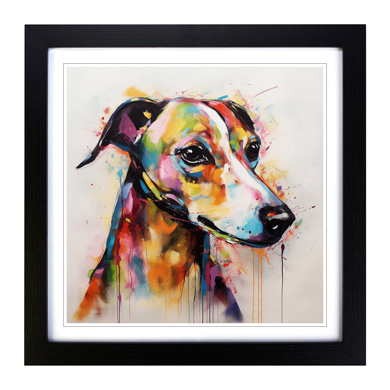 Whippet Abstract Expressionism No.1 - Framed Print, Black