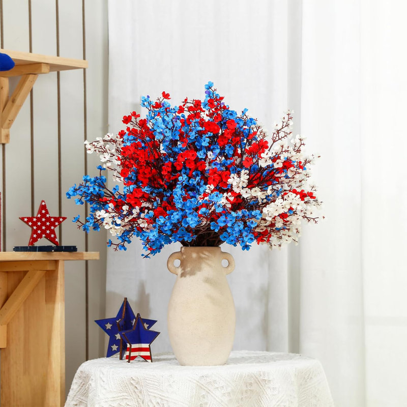 24 pièces de fleurs patriotiques bleues