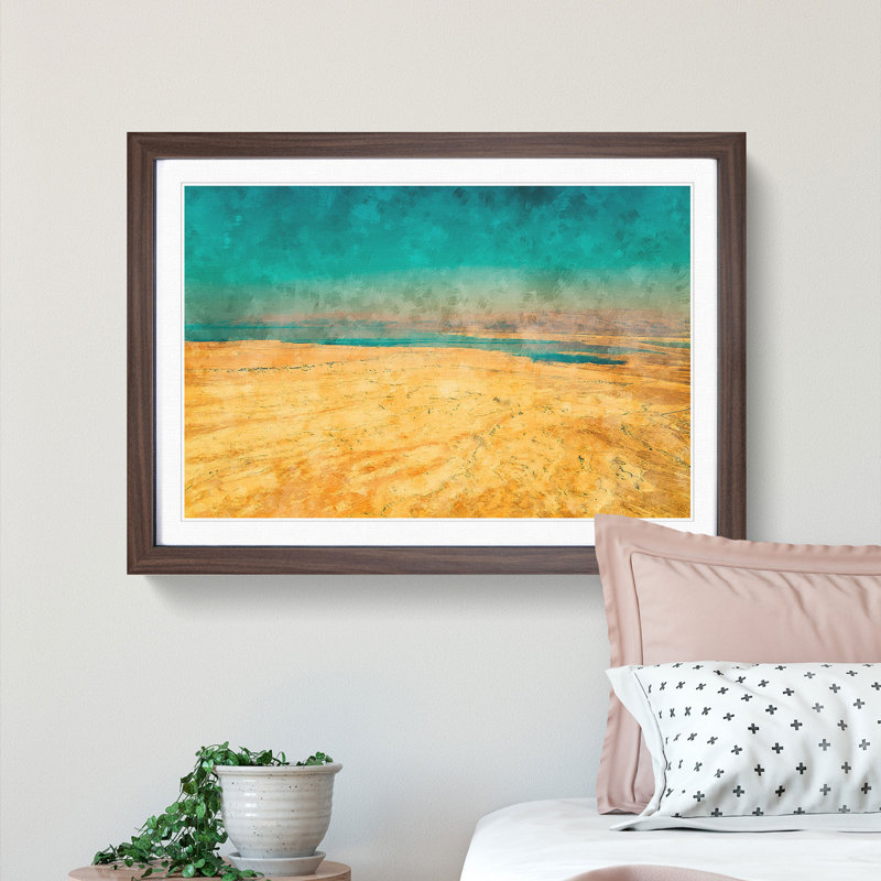 The Dead Sea In Israel - Single Picture Frame Painting on MDF, 33cm H x 45cm W x 2cm D, Walnut Framed
