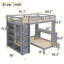 Grand lit superposé simple avec lit inférieur amovible, bureau, structure de lit mezzanine en bois massif avec tablettes et garde-robe, gris-117530239-117530241