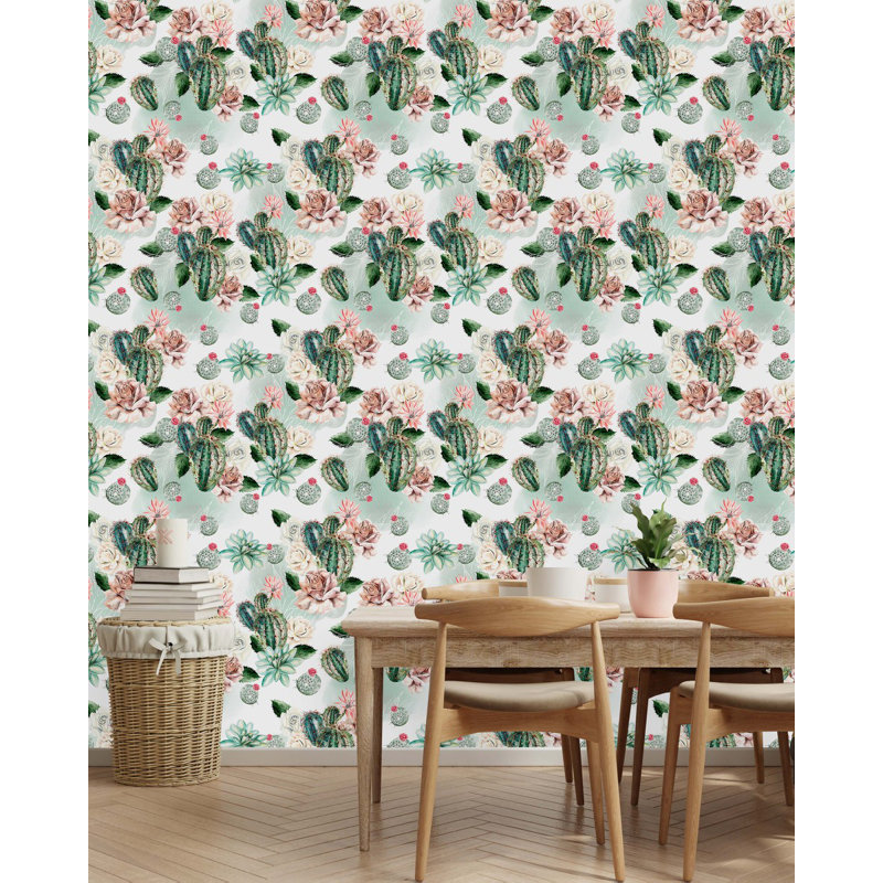 Panneau de papier peint floral à peler et coller, L 2,08 pi x L 10,42 pi