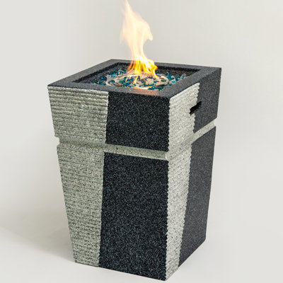 Outdoor Concrete Heating Pit Propane - 2.2Inch Bowl, Blue, 20In X 20In, 40000Btu Heat Output Fire Column Patio Gas Fireplace With Approved Burner, Output, 11 Sq.Ft Area Heated, Blue