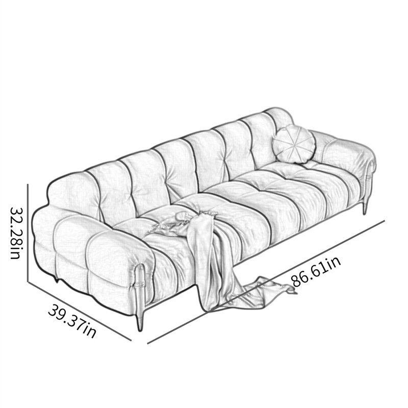 GEMEZO 86.61'' Faux Leather Sofa | Stylish & Vegan
