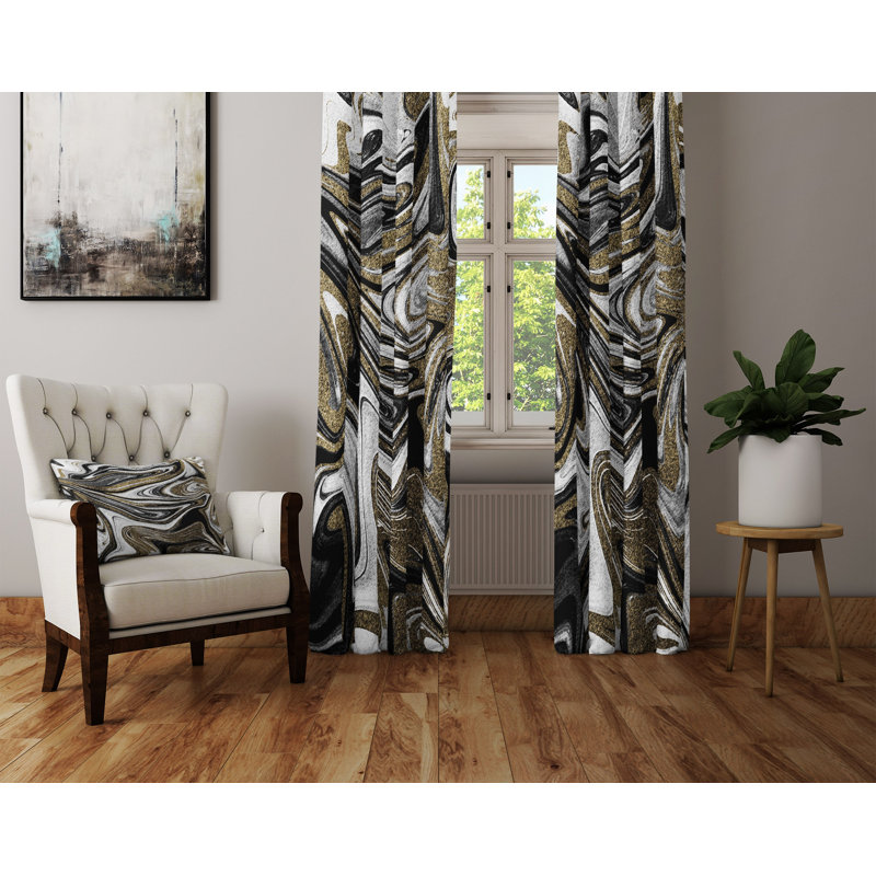 Panneaux de rideaux tourbillonnants abstraits, L 40 po x L 82 po