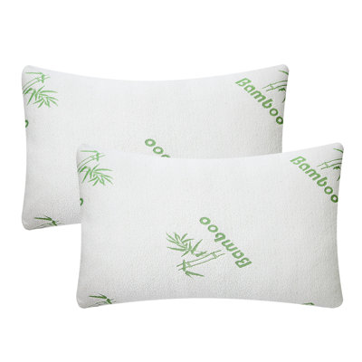 2Pcs Bamboo Memory Foam Pillow Hypoallergenic Bed Pillow For Head Neck Rest Sleeping Shredded Pillow Washable Cover Queen Size Pillow