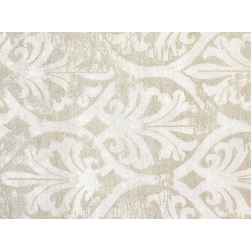Hand Knotted Area Rug in Beige/White, Rectangle 8' x 10'