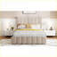 Lit plateforme double en lin avec rangement hydraulique - beige, aucun sommier tapissier requis