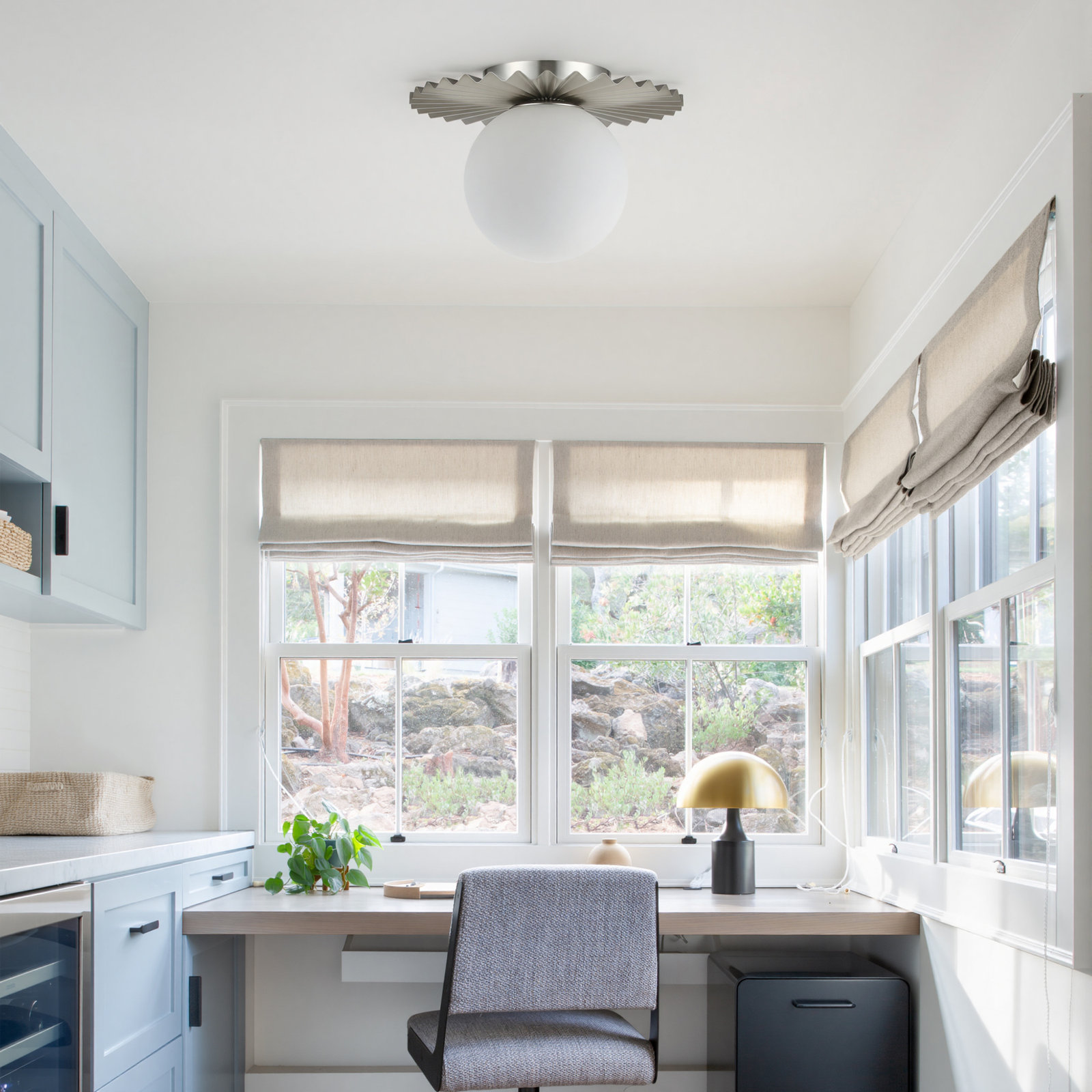 Abbey Glass Flush Mount, Brushed Nickel