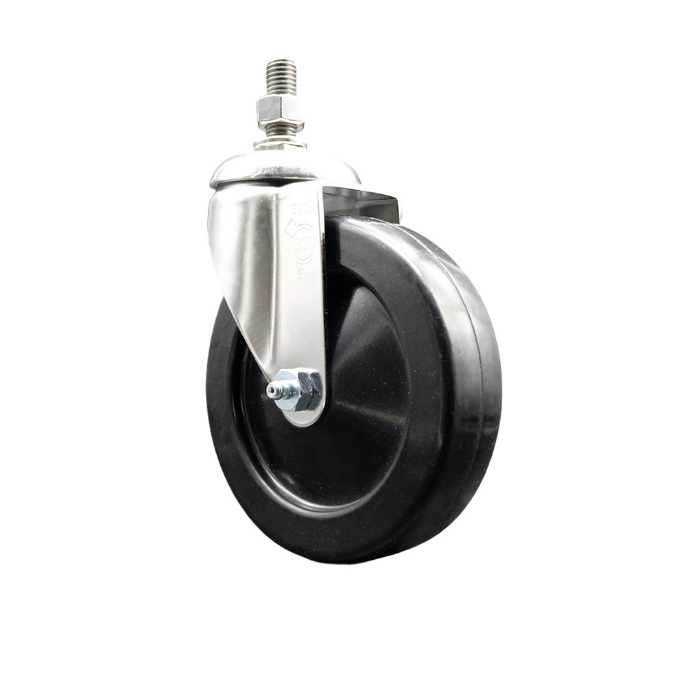 Service Caster 316ss Soft Rubber Wheel Swivel Threaded Stem Caster Scc 