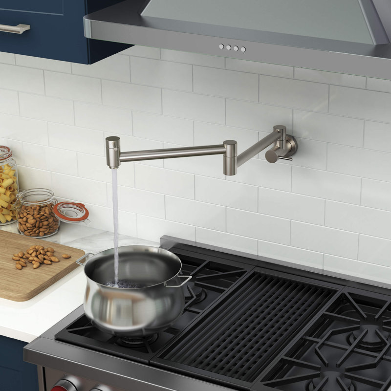 Circular Pull Down Pot Filler with Accessories, Brushed Nickel