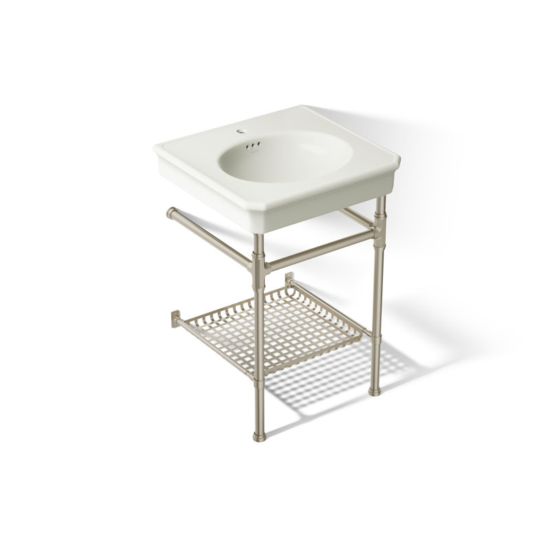Claude by Studio McGee 24" Rectangular Console Table Bathroom Sink, Vibrant Brushed Nickel, Single Hole Faucet