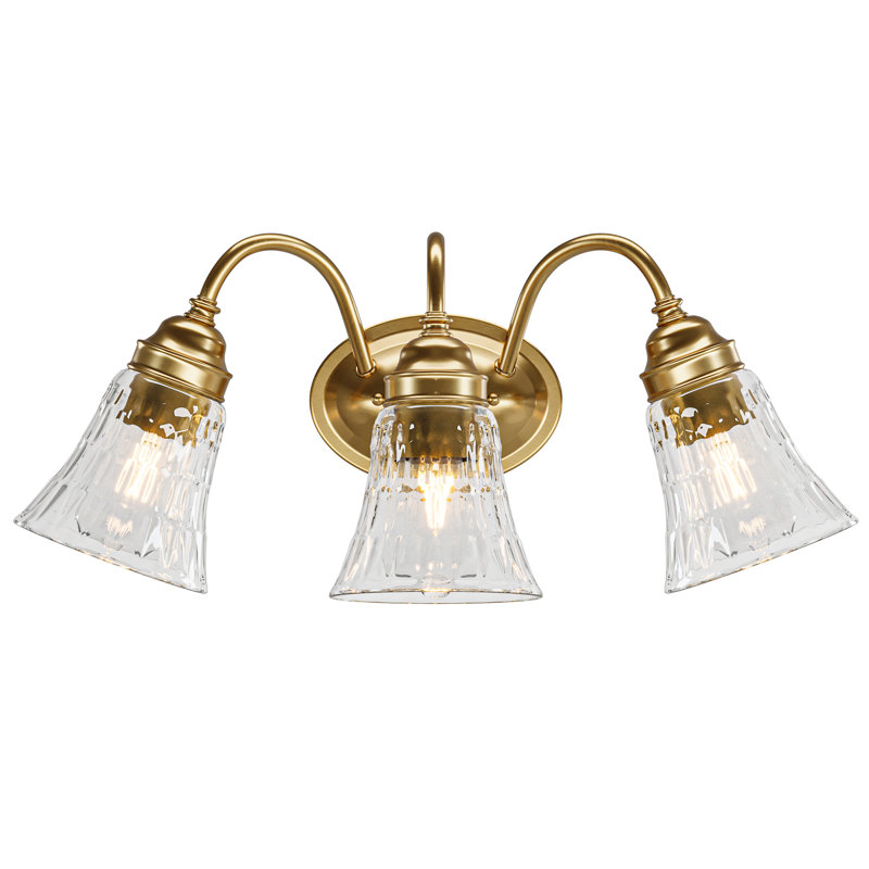 Éclairage de meuble-lavabo brossé 3 lumières, Nickel doré