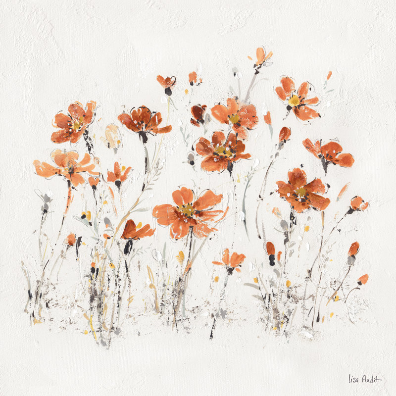 «Wildflowers III Orange» par Lisa Audit - impression sur toile tendue, H 36 po x l 36 po