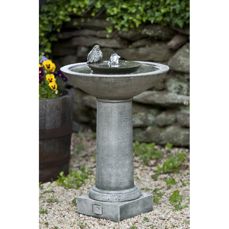 Aya Hand Crafted Weather Resistant Birdbath Fountain, Alpine Stone