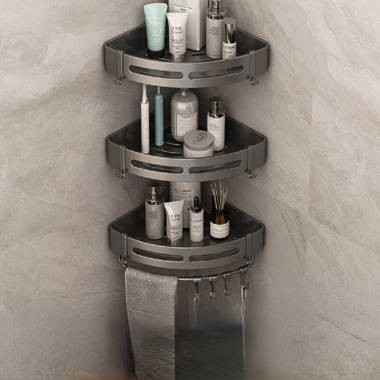 Rebrilliant Adhesive Mount Wall Corner Storage Rack Bathroom