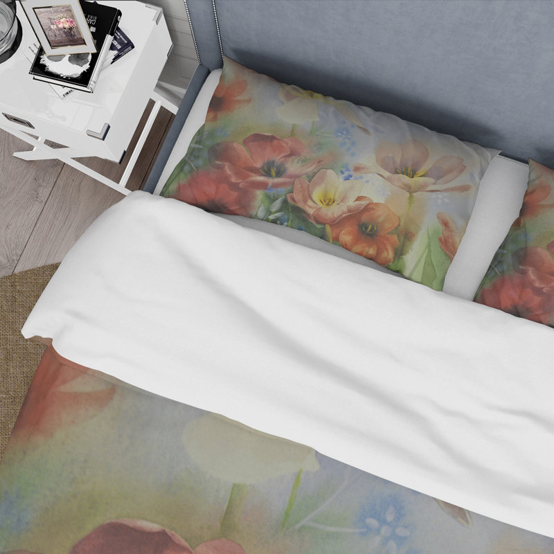 Red Microfiber Duvet Cover Set, Queen Duvet Cover + 2 Standard Shams