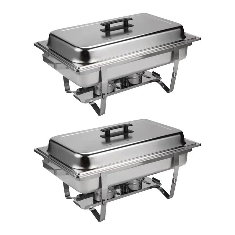 Ensemble de 2 plats en acier inoxydable pour la maison et l'extérieur Perossia - sans danger pour les aliments, empilable et pliable