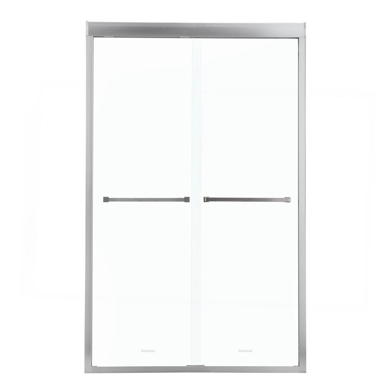 Shower Door 48" W X 76"H Semi-Frameless Bypass Sliding Shower Enclosure, Brushed Nickel