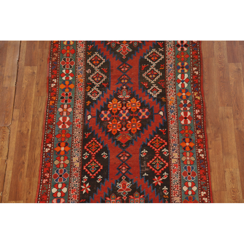 Pre-1900 Antique Kazak Vegetable Dye Runner Rug