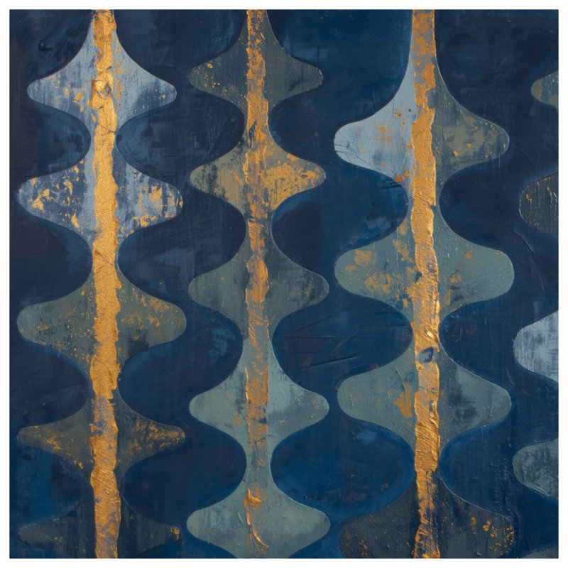 Couvertures à rayures bleues et dorées, L 50 po x H 60 po