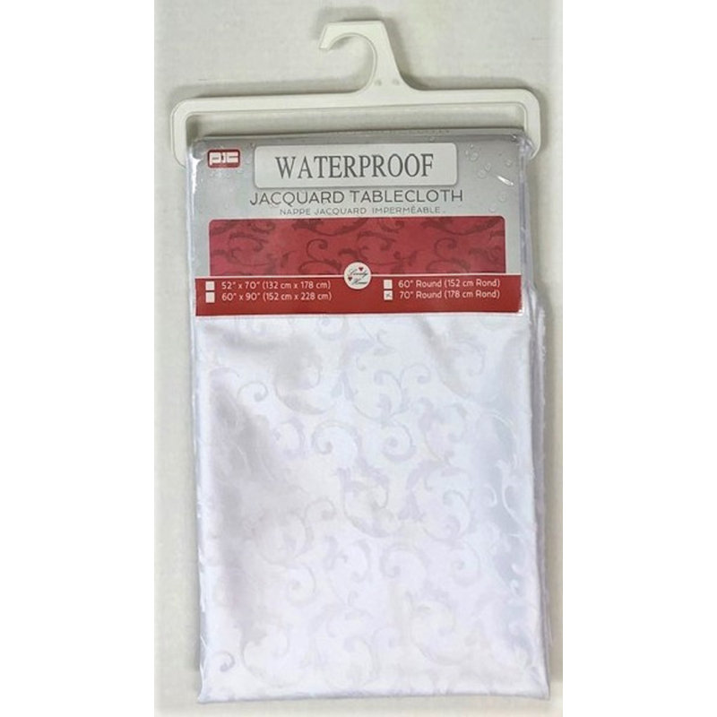 Nappe imperméable Jacq (R 60 po) - Blanc, Rond 60 po