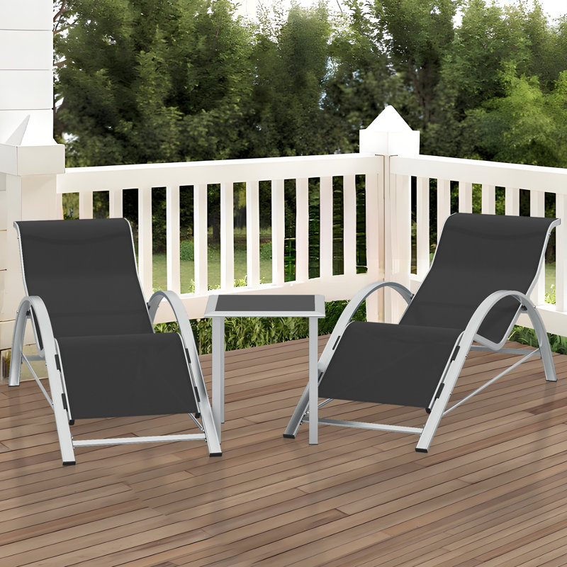 Ensemble de chaises longues d'extérieur 3 pièces