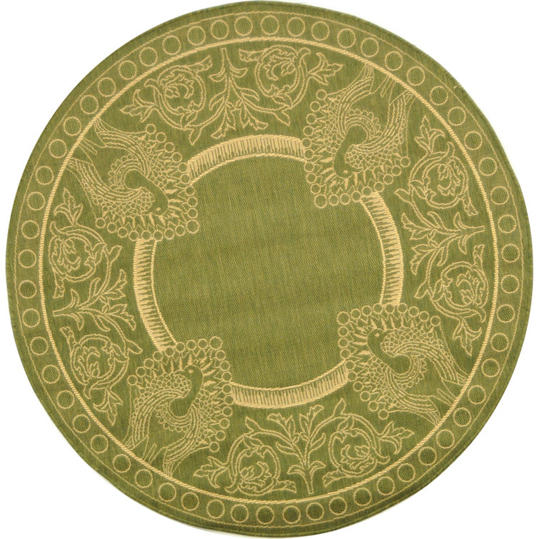 Arneshia Floral Hand-Woven Flatweave Olive/Natural Area Indoor/Outdoor Area Rug