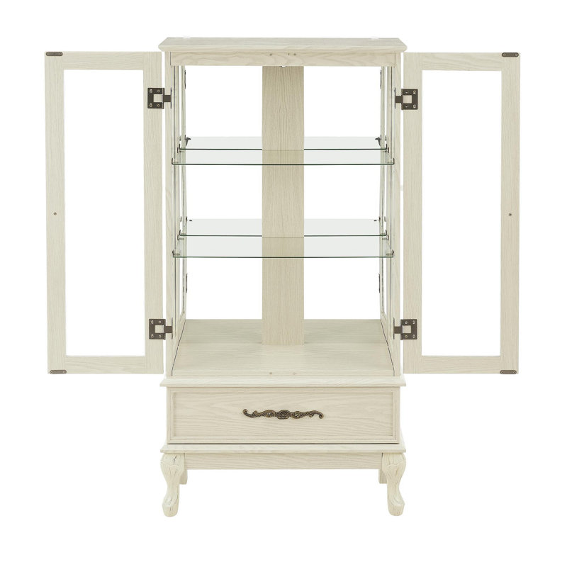 Armoire vitrée avec porte vitrée Curio, Blanc antique
