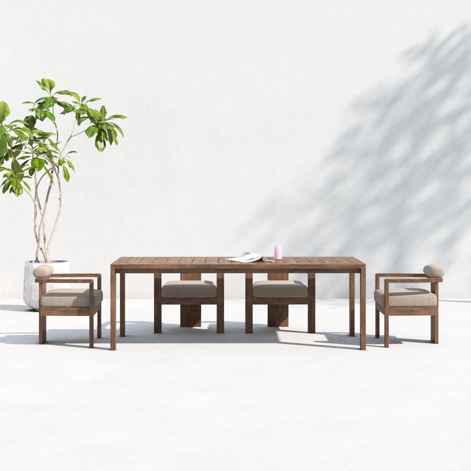 Caraker 82" Eucalyptus Patio Dining Set