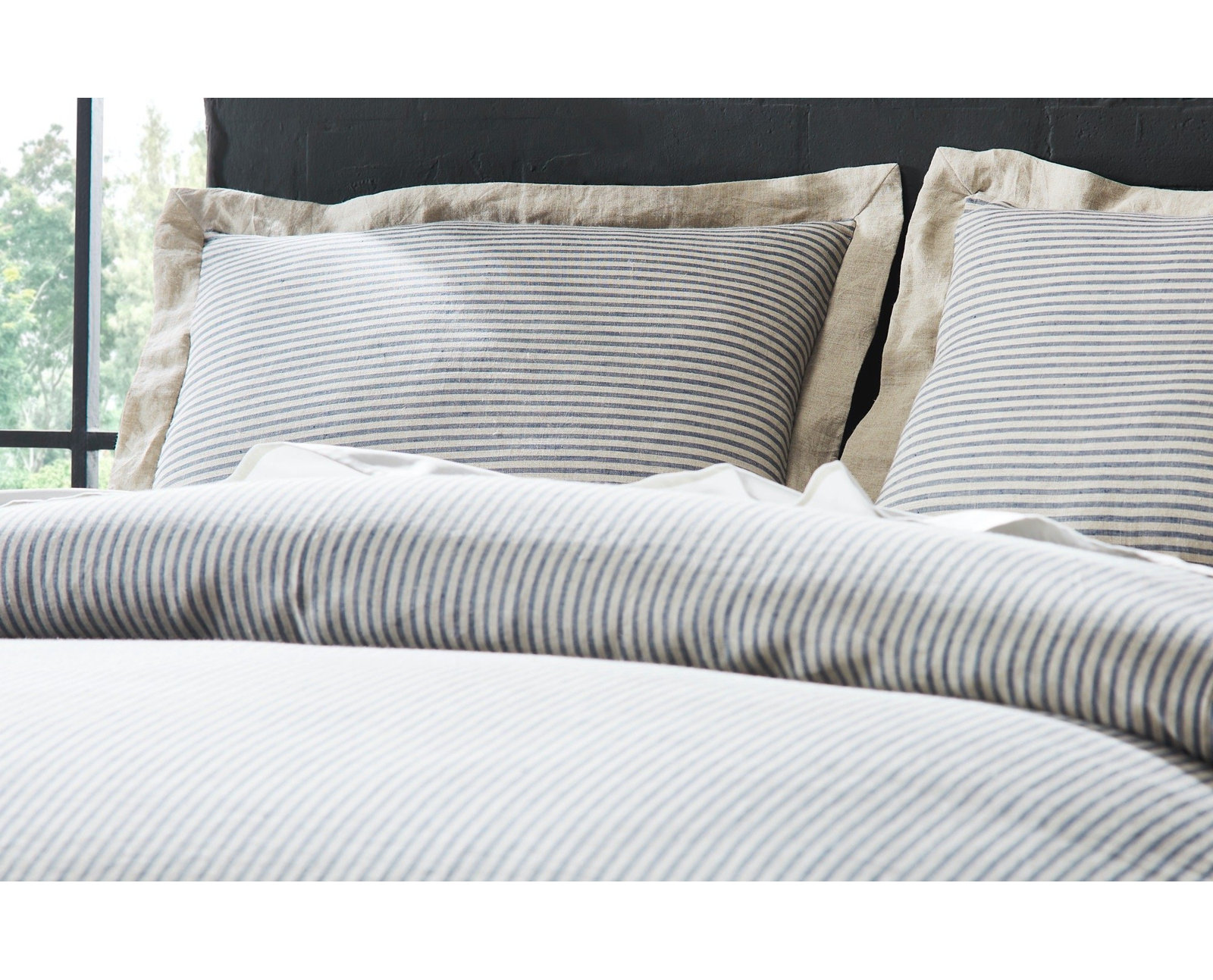 Ernadette Linen Shams, Standard, Steel Blue