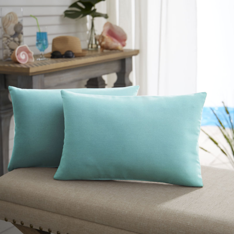 Outdoor Sunbrella Lumbar Pillow, 13"H x 20"W, Canvas Aruba KE 