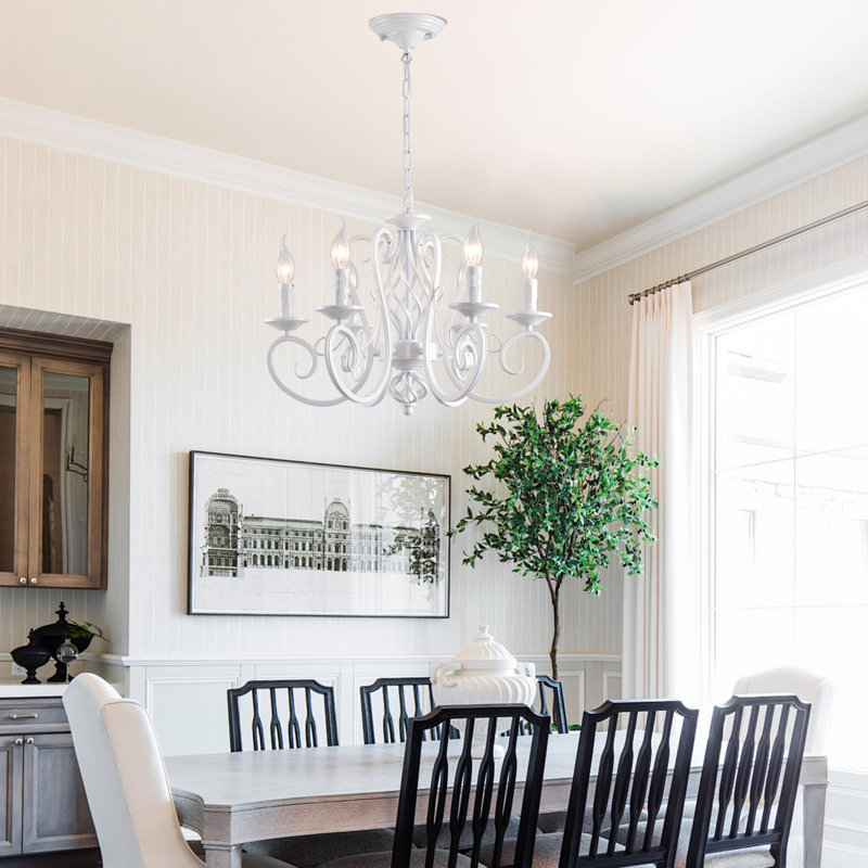 Dirksen 6-Light Candle Style Chandelier, White